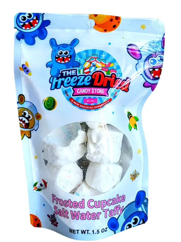 Extra Crunchy Freeze Dried Candy Frosted Cupcake Salt Water Taffy freeze-dried candy