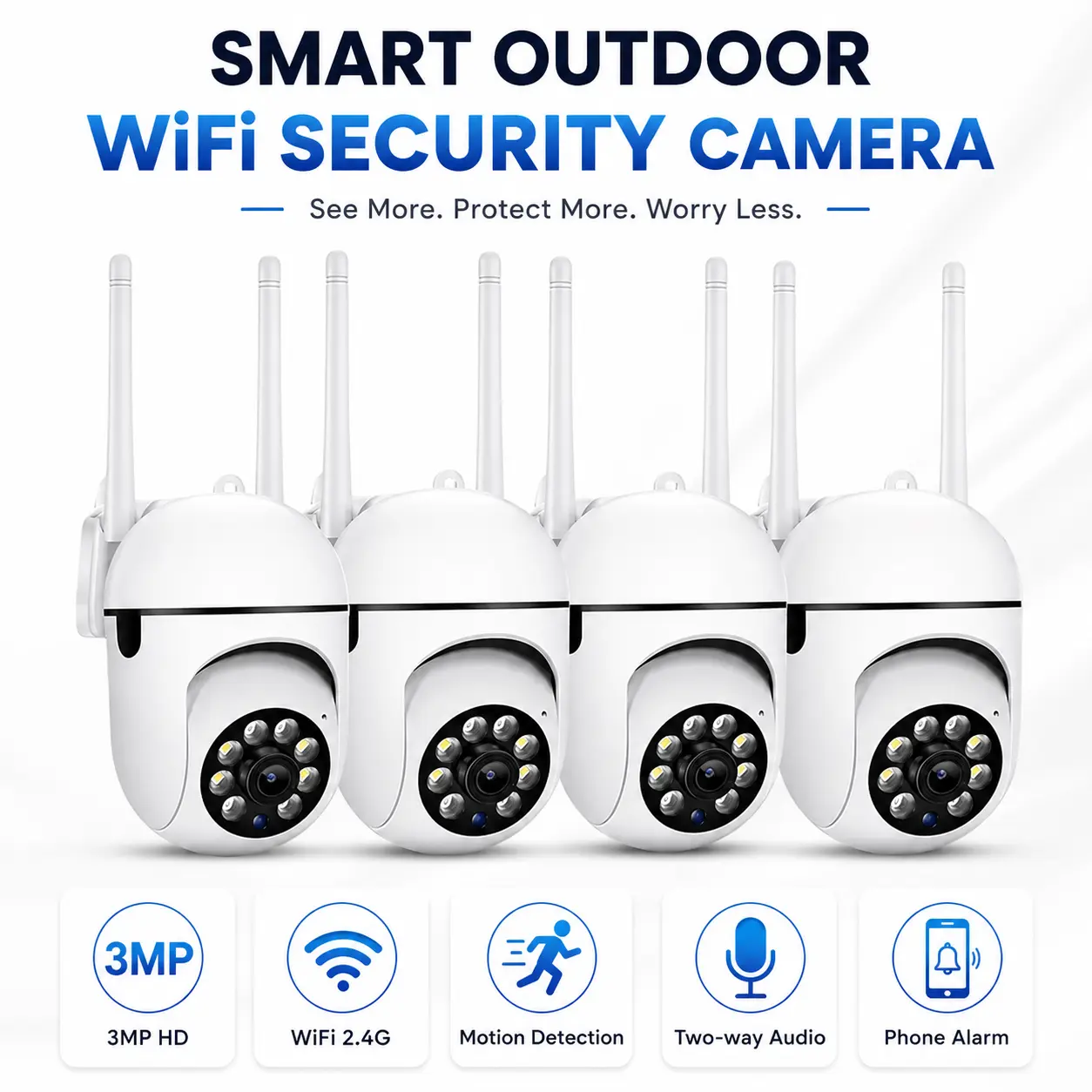 JOOAN 4-Pack Wireless Security Camera, HD Indoor WiFi PTZ Camera with 355° Pan/90° Tilt, Color Night Vision, Motion Tracking, 2-Way Audio, App Alerts, Micro SD Card/Cloud Storage, Compatible with iOS/Android