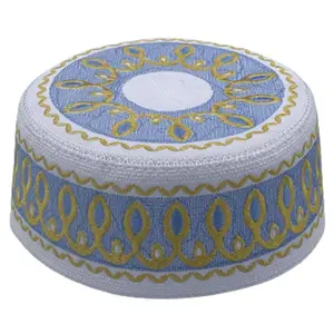 Islamic Prayer Embroidered Beanie for Adults and Teens, Casual Muslim Flat-Top Hat