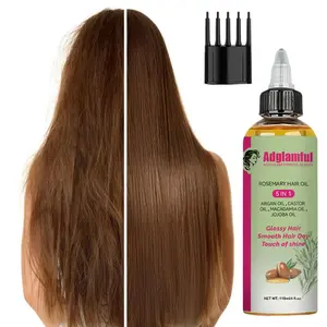Adglamful Hair Serum 5-in-1 Multi-Care Treatment with Rosemary Castor & Argan Oils for Silky Shiny Elastic Haircare 118ml Natural Heat Protectant Organic Keratina