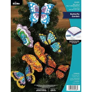 Felt Applique 6 Piece Ornament Making Kit, Butterfly Garden, Perfect for DIY Arts and Crafts, 89488E