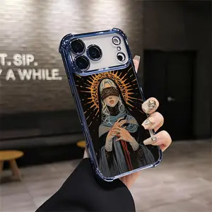 Mysterious Style Nun Saint Dark Creative Design Suitable for Aesthetic Electroplated TPU Casing For iphone 17 16 15 14 13 PRO PLUS MAX AIR Samsung S26 S25 S24 Four Corners Anti-Fall Transparent Casual Soft Silicone Phone Cases L1909