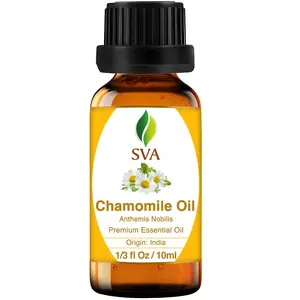 SVA Chamomile Essential Oil – 1/3 Fl Oz – 100% Natural Chamomile Oil - for Diffuser, Hair Care, Face, Skin Care, Aromatherapy, Scalp and Body Massage, Soap and Candle Making