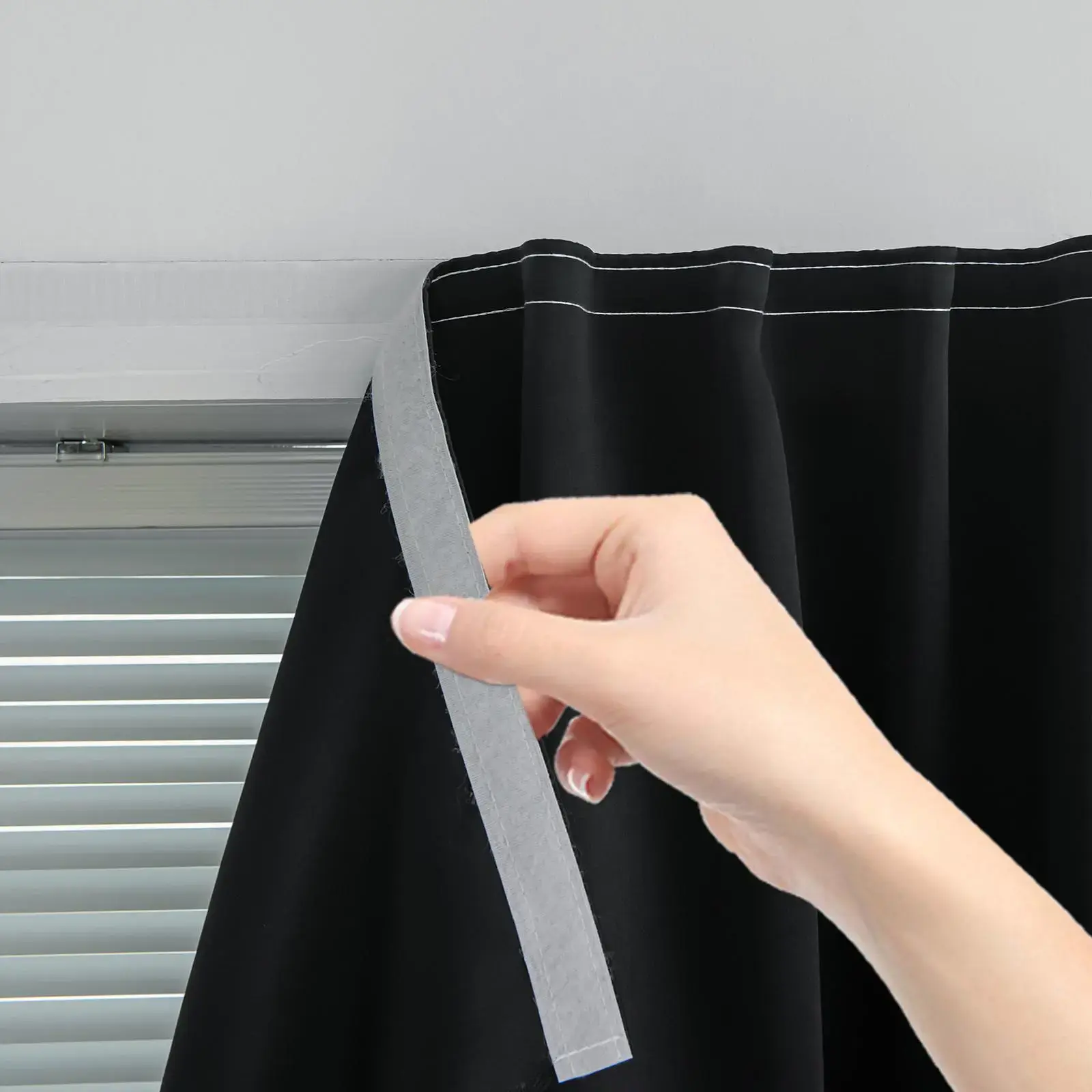 1pc/2pcs Self-Adhesive Blackout Curtains, Easy Install Velcro Window Shades for Bedroom Living Room Kitchen, Temporary Blackout Cover for Party Nursery