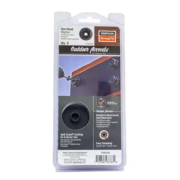 Black Powder-Coated Hex-Head Outdoor Accent Flat Washers (8-Pack)