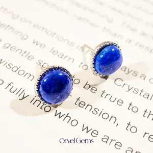 Classic Lapis Lazuli Stud Earrings – Natural Crystal Gemstone Jewelry, Timeless Gift for Her, Perfect for Daily Wear, Parties & Blue Friendship Style