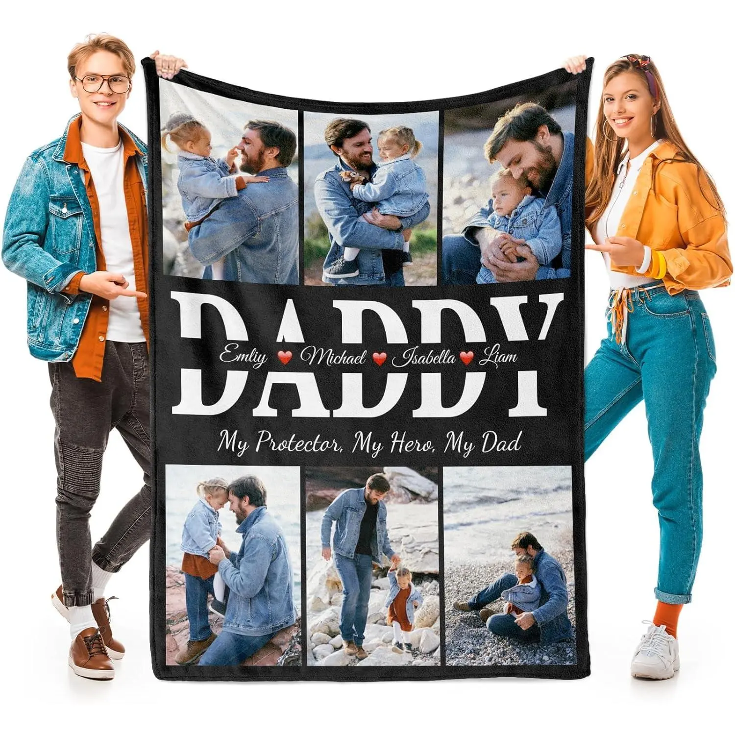 Fathers Day Personalized Gifts for Dad from Daughter Son Gifts for Dad Custom Blankets with Photo, Personalized Photo Blankets Customized Blanket with Picture