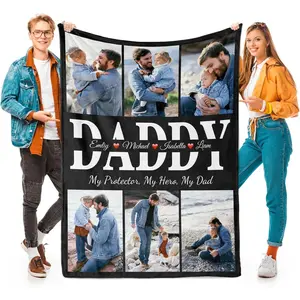 Fathers Day Personalized Gifts for Dad from Daughter Son Gifts for Dad Custom Blankets with Photo, Personalized Photo Blankets Customized Blanket with Picture