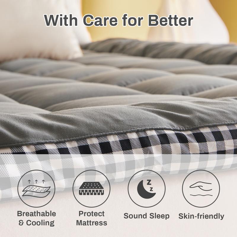 Lakora 900GSM Extra Thick Pain Relief Mattress Topper, Ultra Soft, Warm and Breathable All-Season Mattress Pad with Hypoallergenic Quilted Fiberfill, Foldable Design, Machine Washable and Durable Comfort for Bedrooms, Dorms, Apartments
