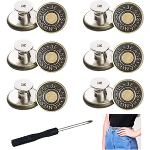 Buttons for Jeans, 17mm Jean Buttons for Loose Jeans, kit with Rivets and ,  Jean Buttons for Replacement and Adjustment - Set of 12.