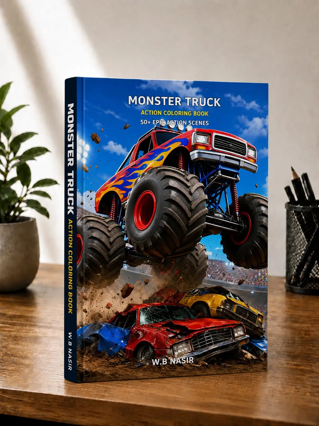 Monster Truck Action Coloring Book | 50+ Epic Racing & Crushing Scenes | Bold & Thick Outlines for Easy Coloring | Toddler & Kids Activity Gift Ages 3-8