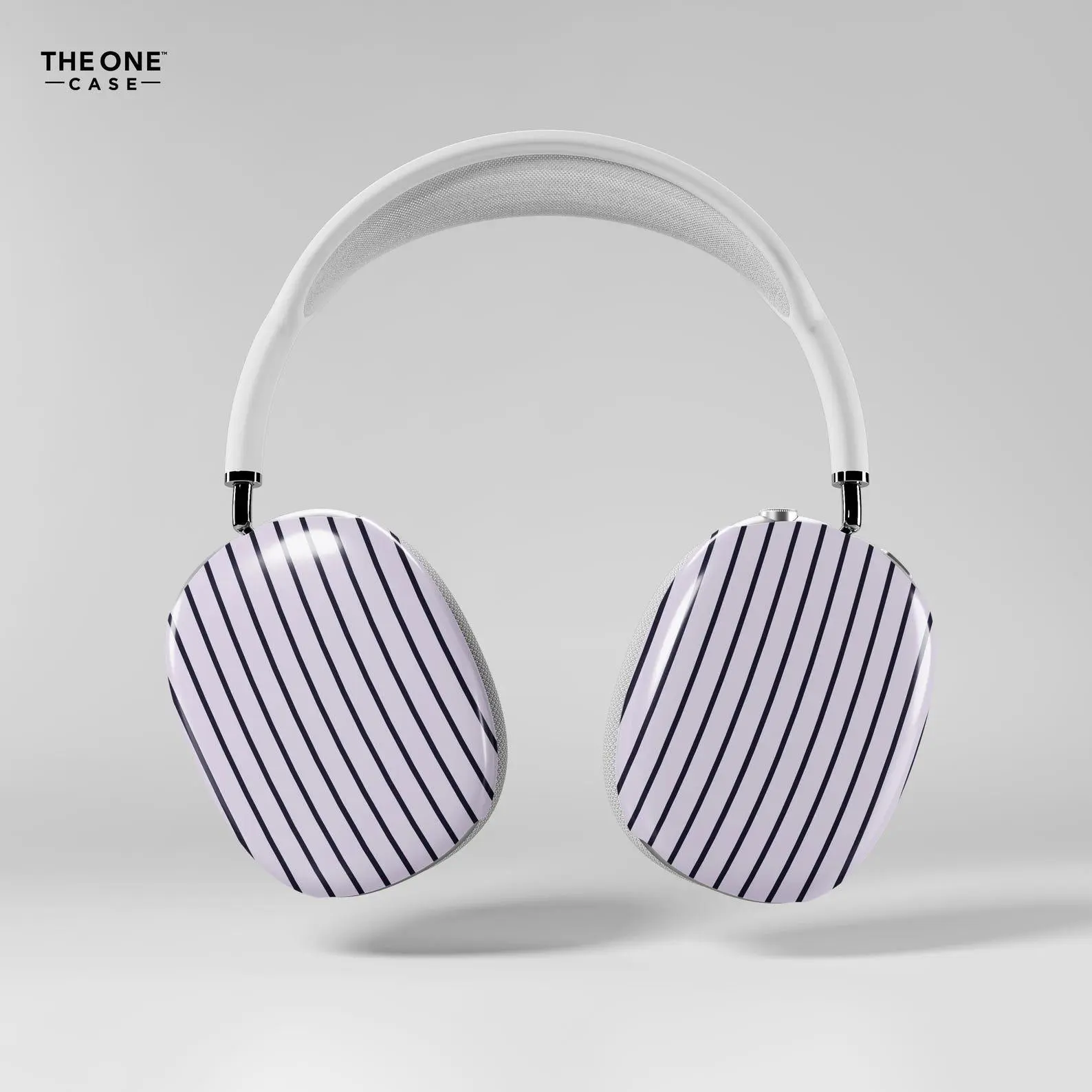 Personalized Lavender and Indigo Blue Striped AirPods Max Cases, Custom Monogram Pinstripes Ear Cup Covers for Apple Headphones | APM-ST54