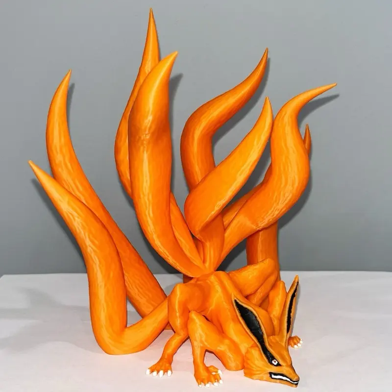 Kurama Nine Tails Naruto Decor Statue Figurine - Vibrant Orange Fur, Menacing Red Eyes, Dynamic Tails for Anime Collection
