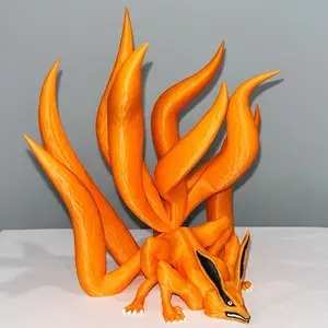 Kurama Nine Tails Naruto Decor Statue Figurine - Vibrant Orange Fur, Menacing Red Eyes, Dynamic Tails for Anime Collection