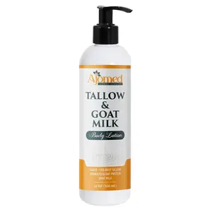 Tallow & Goat Milk Body Lotion for Sensitive Skin, Organic moisturizing Lotion - Soothes Dry skin, Goat Milk face and body Moisturizer - Handmade Tallow for skin cream (12 OZ, Unscented)