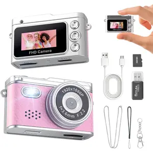 Camera, 1080P Y2k Retro Camcorder with 0.96" Screen, Teens Portable Video Recorder for Vlog&Party&Gifts, Small  Pocket  Digital Camera with Flash, 32G SD Card, Type-C,