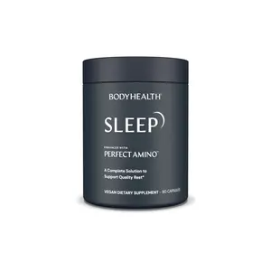 BODYHEALTH Sleep Enhanced with PERFECT AMINO® - 90-Capsule Vegan Dietary Supplement with Melatonin & Vitamins, Gluten-Free, for Restful Sleep & Stress Relief