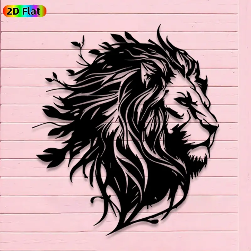 1pc Avant - Garde Lion Head Metal Wall Art, Avant - Garde Lion Head Statue Mural, Iron Craft, Perfect for Living Room, Garden, Zoo Corner Decor, Intricate Craftsmanship, Silhouette wall decor, Christmas Decor, Ideal Gift for Trend Seekers