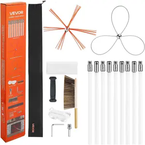 TikTokShopBlackFridayVEVOR Chimney Sweep Kit, 30 ft Maximum Extendable Length Chimney Brush, Chimney Cleaner Sweeper with Dual Brush Heads, Brush & Goggles, Fireplace Cleaning Tool for Square, Rectangle, Arch Chimneys