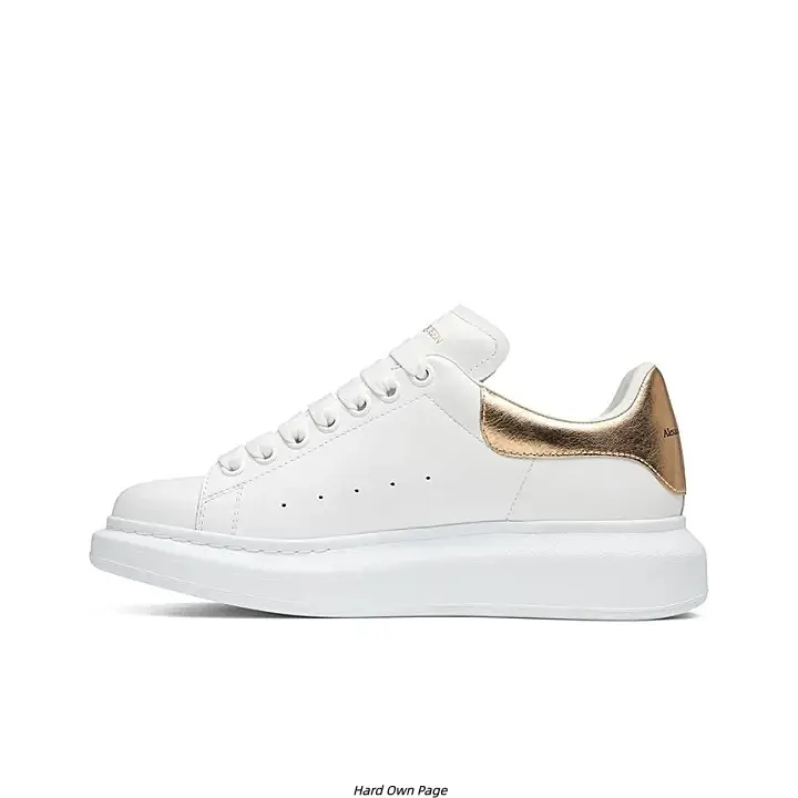 Shiny Metallic Gold Heel White Platform Sneakers, Minimal Luxury Height Up Casual Shoes Men Women All Season