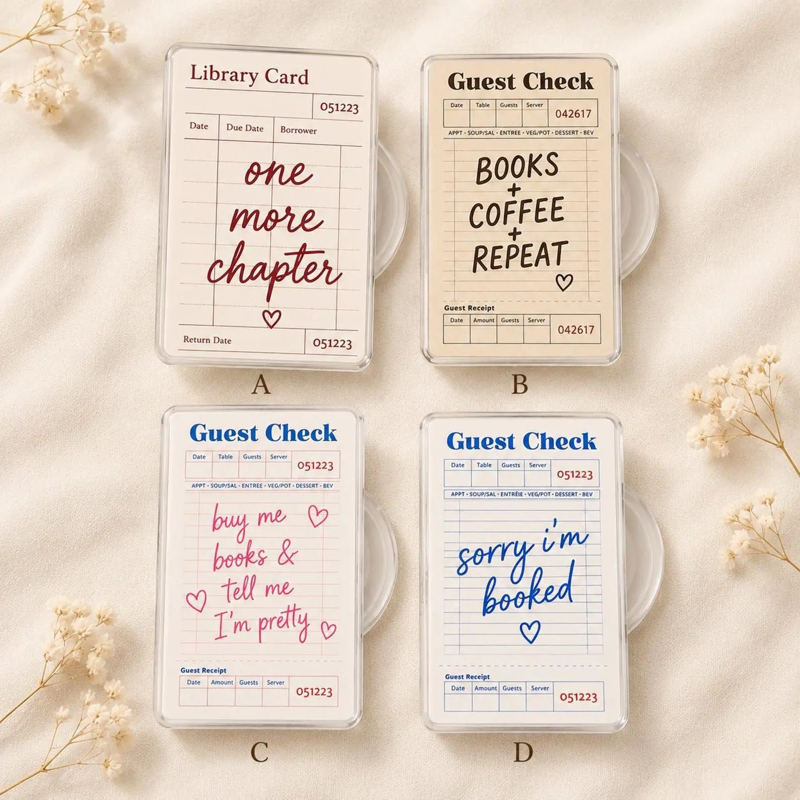 Bookish Library Card Guest Check Phone Grip, Reader Gift, Library Card Phone Grip, Guest Check Magsafe Grip, Kindle Grips, Phone Holder