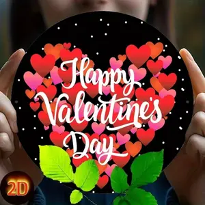 Aluminum Happy Valentine Sign with Colorful Hearts 8x8 Inch Vintage Wall Decor for Home Door Indoor Valentines Day Decoration