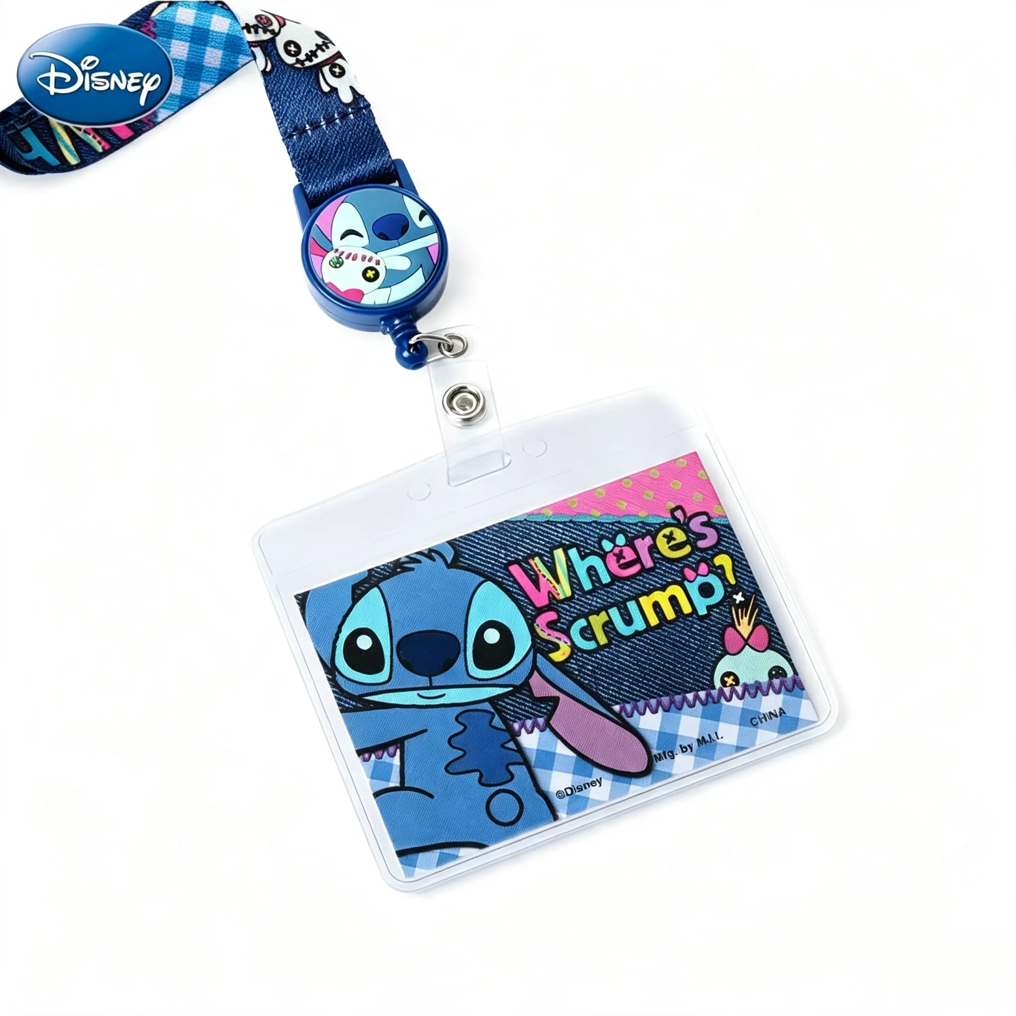 Stitch Officially Licensed Character Card Holder ID Badge Holder Lanyards With Card Case Card Wallet Style Work Badge Holder For Office Set Disney