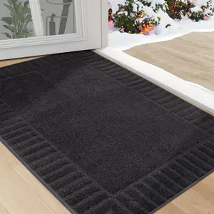 Door-Mat Non-Slip Front Doormat Low-Profile Entrance Mats for Front Door Entry Resist Dirt Washable Doormat Absorbent Entryway Door Mat,Dark Grey,32"x48"