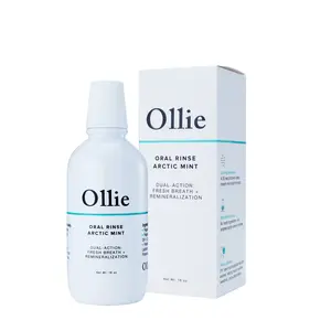 Ollie Arctic Mint Mouthwash - Alcohol-Free Formula for Fresh Breath & Remineralization - 30-Second Swish for Lasting Minty Freshness - 3% Nano-Hydroxyapatite for Enamel Protection