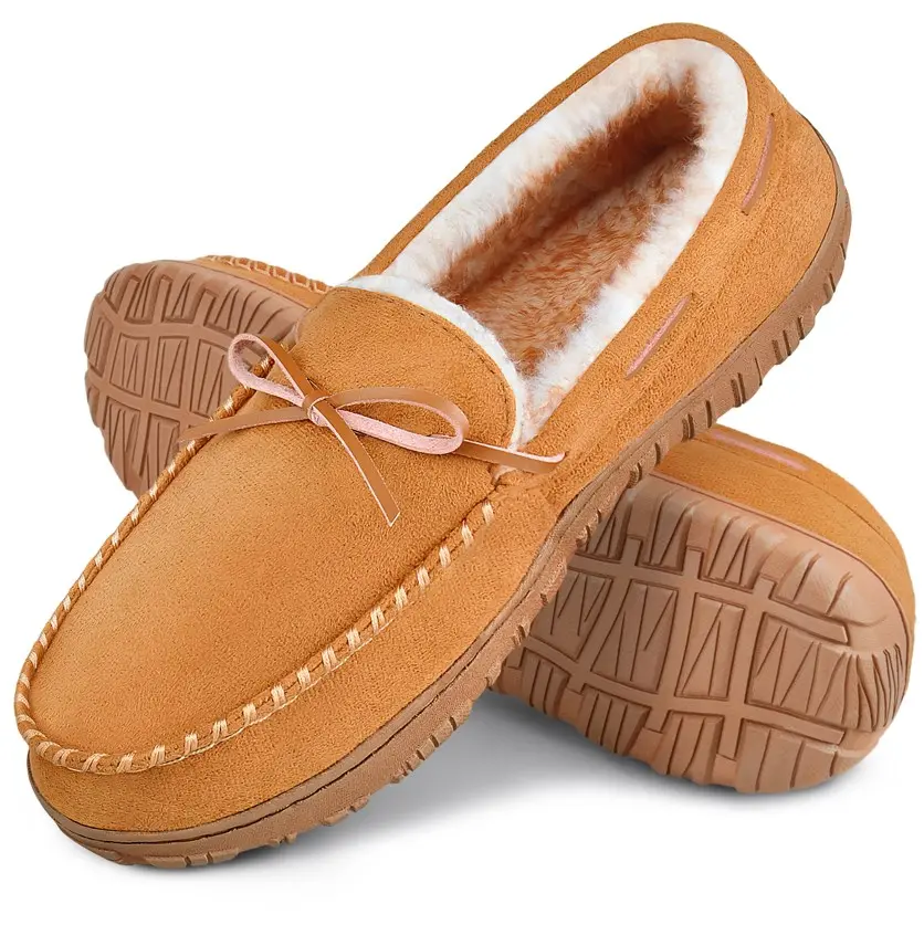Men's Plain Micro Suede Moccasin Slippers, Comfy Walking Shoes with Memory Foam and Anti-Slip Sole for Indoor Outdoor Use, Father's Day Gift, Comfy Shoes, Flat, Soft, Footwear, Slip-On, Ankle, Casual, Classic, Indoors, Order One Size Up
