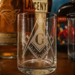 Masonic Bourbon Glass 11oz with Classic Masonic Symbol Perfect for Whiskey Enthusiasts