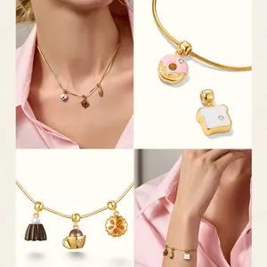 ZEGL Custom Jewelry Hack – DIY  Cute & Chic Tasty Modular Gold Pendant Necklace Stackable Interesting Charms, Elegant Accents , Wear Solo or Layered for Daily Glam