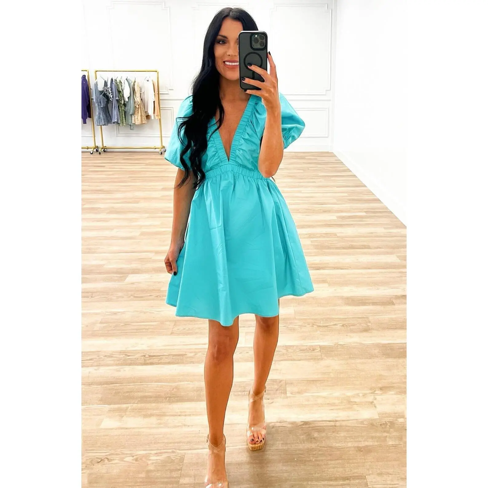 Bowie Babydoll Dress: Aqua Blue - TikTok Shop