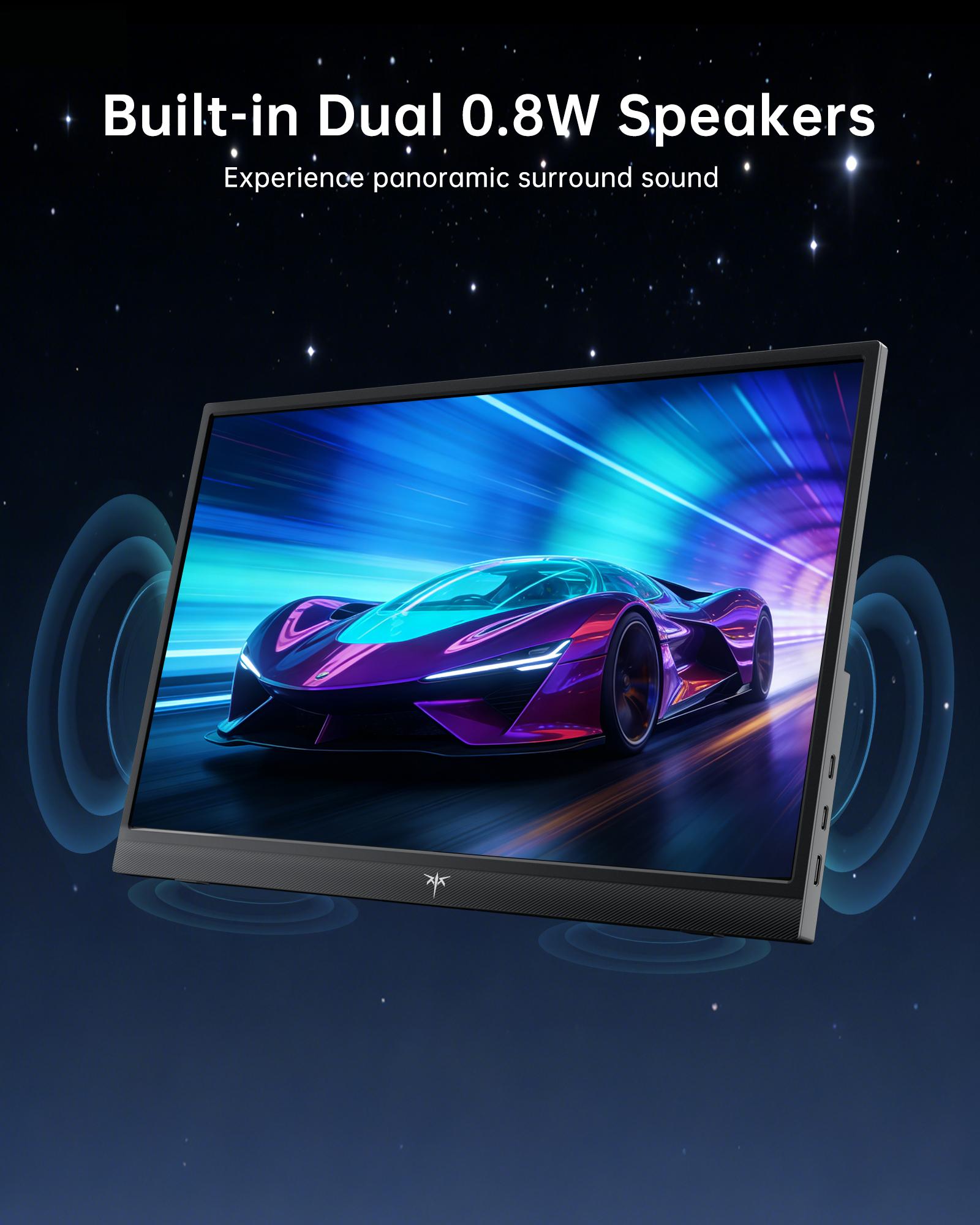 KTC Portable Monitor 15.6" FHD 1080P 60Hz Travel Monitor for Laptop, MacBook, Switch, PS5, Xbox, HDMI USB C, HDR10,VA Slim Second Screen with Built-in Speakers