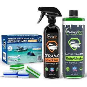 WAVESRX MARINE SCUFF ERASERS PAD + CERAMIC SPRAY WAX (AQUASHIELD) + BOAT WASH (EPICWASH)