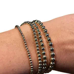 4mm 14k Gold Filled Smooth Round Beads Stretch Bracelet