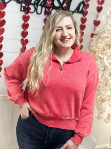 Acid Wash Half Zip Pullover