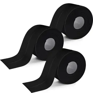 Black 3 Rolls 1.5 Inch Caulk Tape Self Adhesive Toilet Caulking Strip Bathroom Sealing Caulk Strip, 10.5 Each Roll