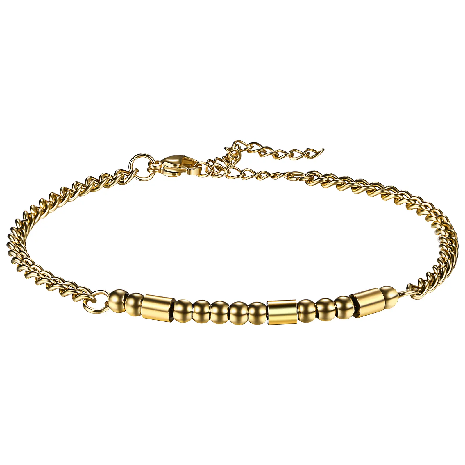 OIDEA Dainty Morse Code Bracelet with Gold-Plated Beads, Adjustable Stainless Steel Friendship Jewelry with Secret BFF Message, Fashionable Accessory, Discreet Code, Casual Wear, Unisex