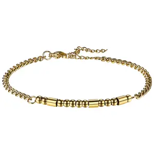 BFF Morse Code Bracelet: Gold Plated Adjustable Stainless Steel Bead Jewelry Best Friends Bracelets for Her