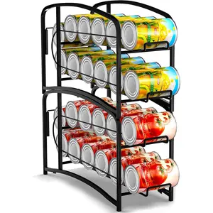Auledio Stackable Beverage Can Dispenser Rack, Storage Organizer Holder for Canned food or Pantry Refrigerator,Black(2 Pack)