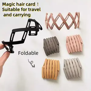 Foldable hair clip, 5-piece women's folding solid color hairpin set, No Trace Flat Large Hair Clip, Elegant Minimalist Frosted Solid Color Hair Clips for Daily Wear, Ideal Gifts for Her
