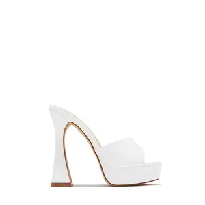 Jianna Platform Heel Mules - White