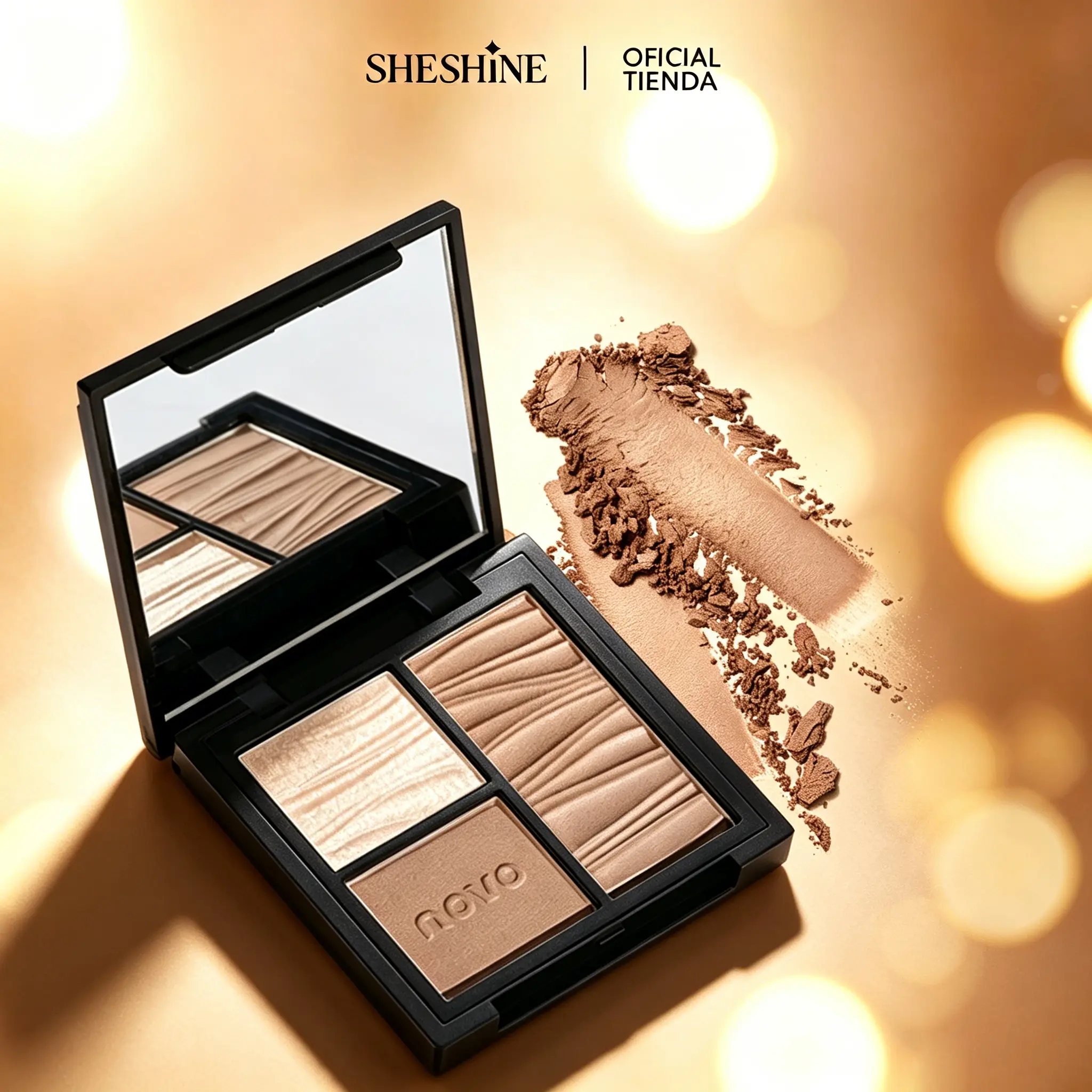 SHESHINE NOVO-¡Contorno Perfecto sin Complicaciones! 2 Tonos + Iluminador – Tu Paleta Esencial  Un Facelift al Instante! Dúo de Contorno + Iluminador – Hecho para Latinas