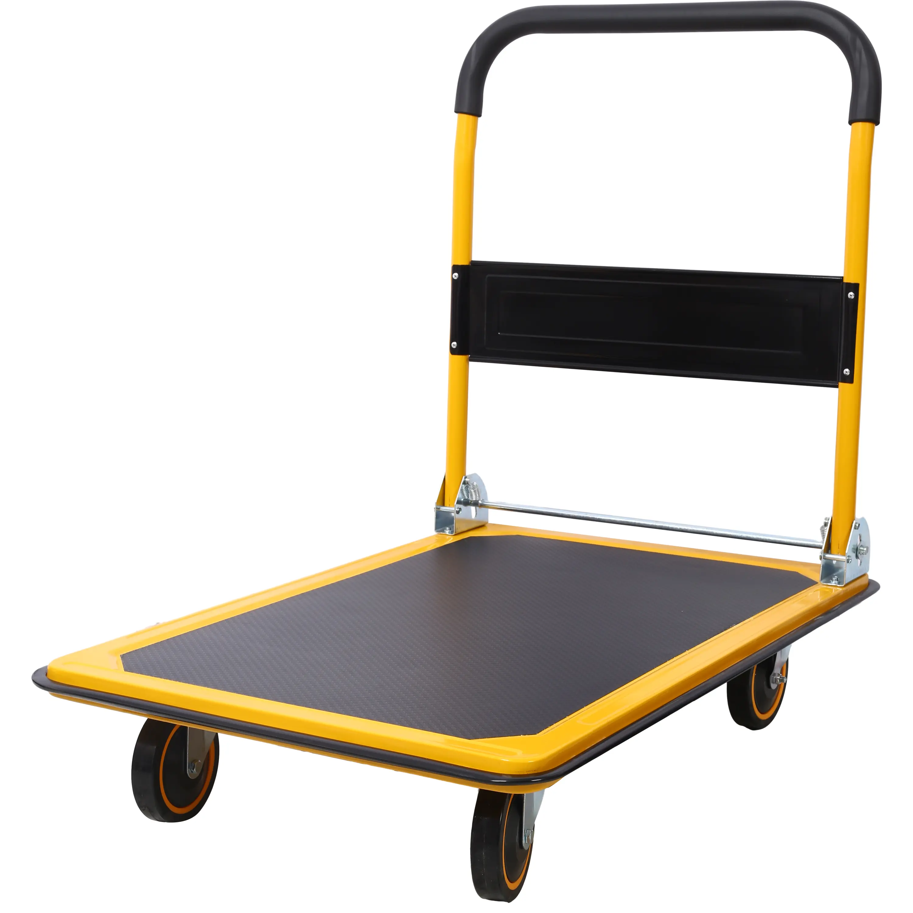 Foldable Platform Truck Push Dolly 330/660 lb Weight Capacity Black and Yellow with 5" Swivel Casters and Rigid Wheels for Effortless Mobility