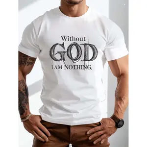 T Shirt plus size mens summer t shirt god intricate graphic print short sleeve tees trend casual for daily life big tall guys white -1 T Shirt