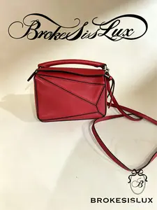 Pre-owned Loewe Puzzle Mini Red Leather Bag | Geometric Design, Everyday & Travel Crossbody