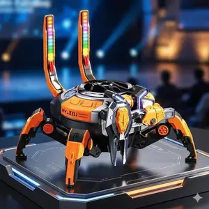 LED Robotic Crab Speaker | Bluetooth 5.0 Wireless | 10W Stereo Bass | TWS Pairing | 8H Playtime for Indoor Outdoor Party | Colorful Light Show