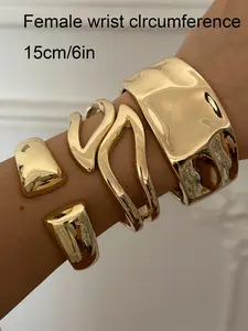 Irregular Textured Design Cuff Bangle Set, Elegant Minimalist Bangle for Daily Wear, Women's Fashionable Jewelry for Party, Trendy All-match & Exquisite Jewelry for Birthday Gift, Cuff Bangle Bracelet