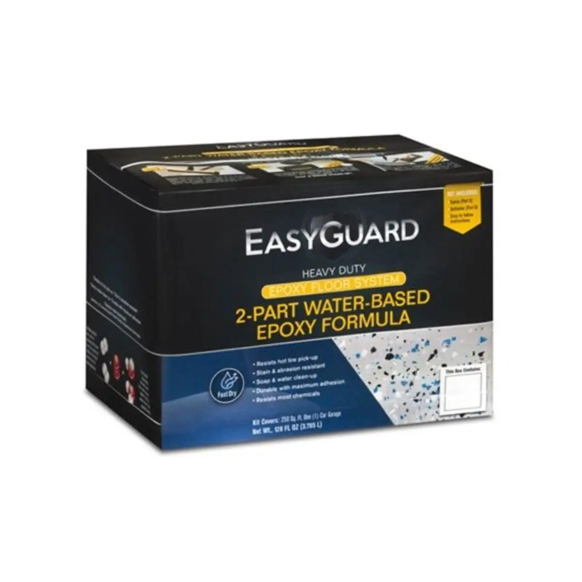 212 MAIN 1 Gal Water-Based Semi-Gloss Gray 1 Car Garage Floor Epoxy Paint Coating Kit, Decorative, Stain-Proof, Interior Use Only, Includes Decorative Floor Chips, Chemical-Resistant Home DIY Automotive Solution